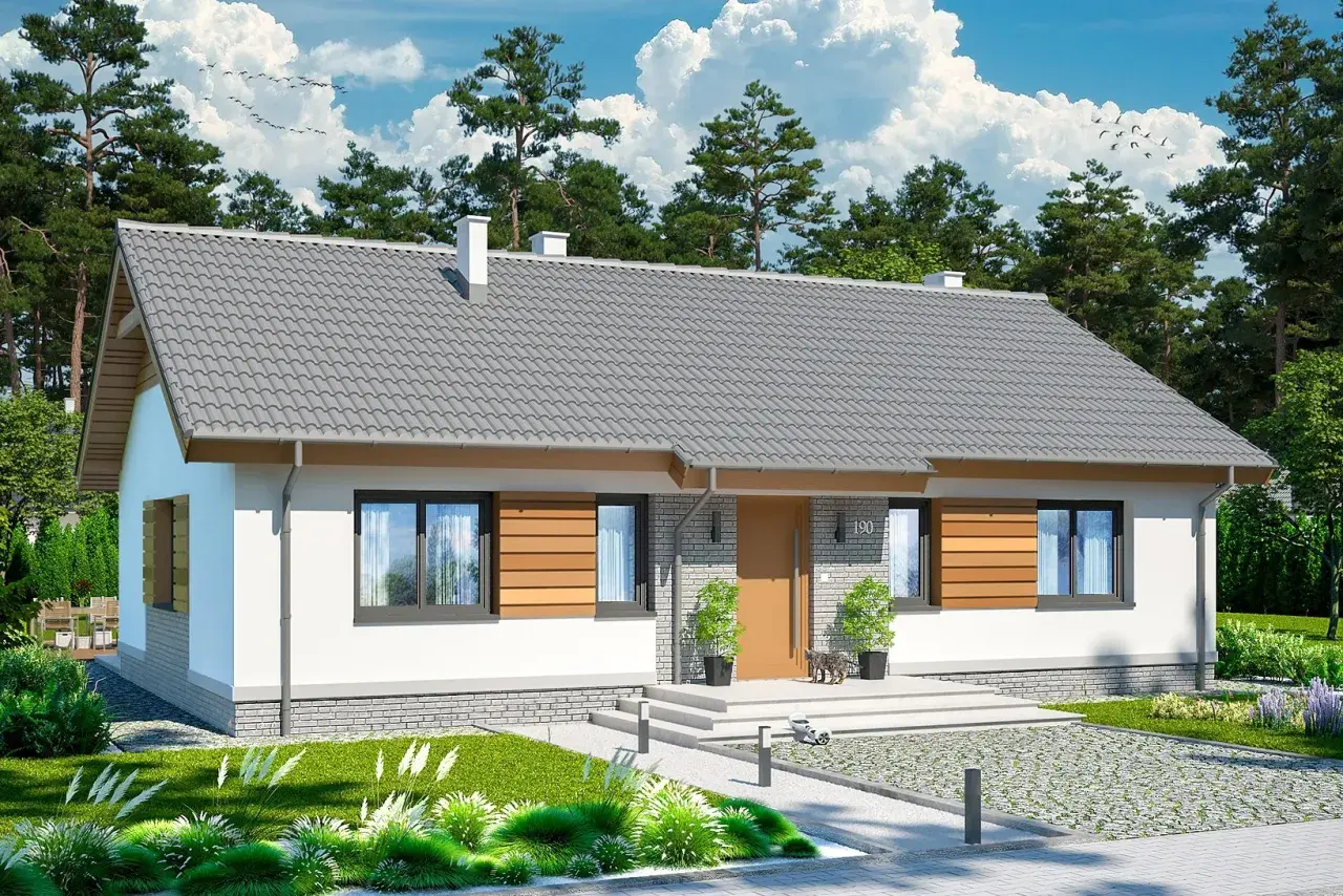 Piękne domy parterowe z nowoczesnymi detalami, otoczone zielenią. Idealne miejsce do życia.