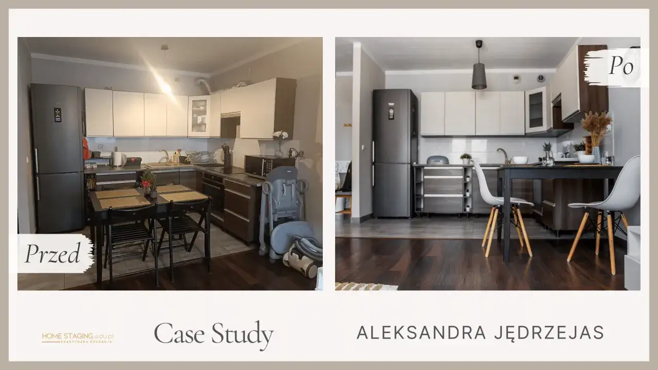 Kuchnia przed i po metamorfozie. Zobacz, jak home staging co to znaczy w praktyce, odmienia przestrzeń.