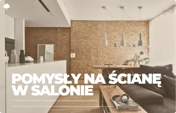 Pomysły na ścianę w salonie: inspiracje z wykorzystaniem płyt OSB, nowoczesne lampy i wygodna sofa.
